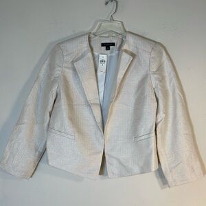 NWT. Ann Taylor 8 Shimmer White Tweed Blazer.